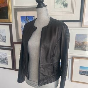DKNYC lamb black leather jacket